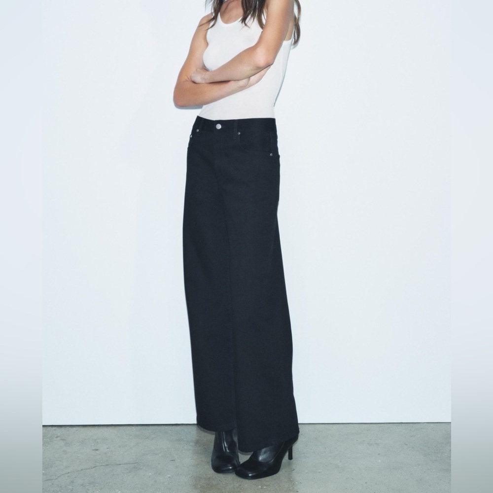 Women's ZARA Black Wide-Leg Jeans
